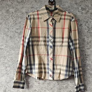 🚩steal authentic Burberry Beige and Red Plaid Shirt